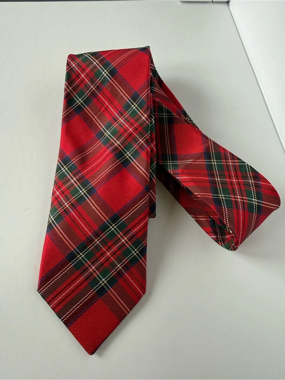 J. Crew Men's Red Plaid Neck Tie - Classic Holiday Style